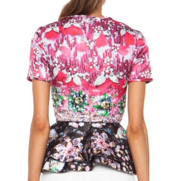 Mary Katrantzou Pompei Pink Floral Print Crew Neck Blouse Size: M (Orig. $1690) - Picture 5 of 8